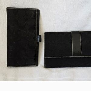 Coach Black Signature Canvas Wallet and Checkbook Cover Set